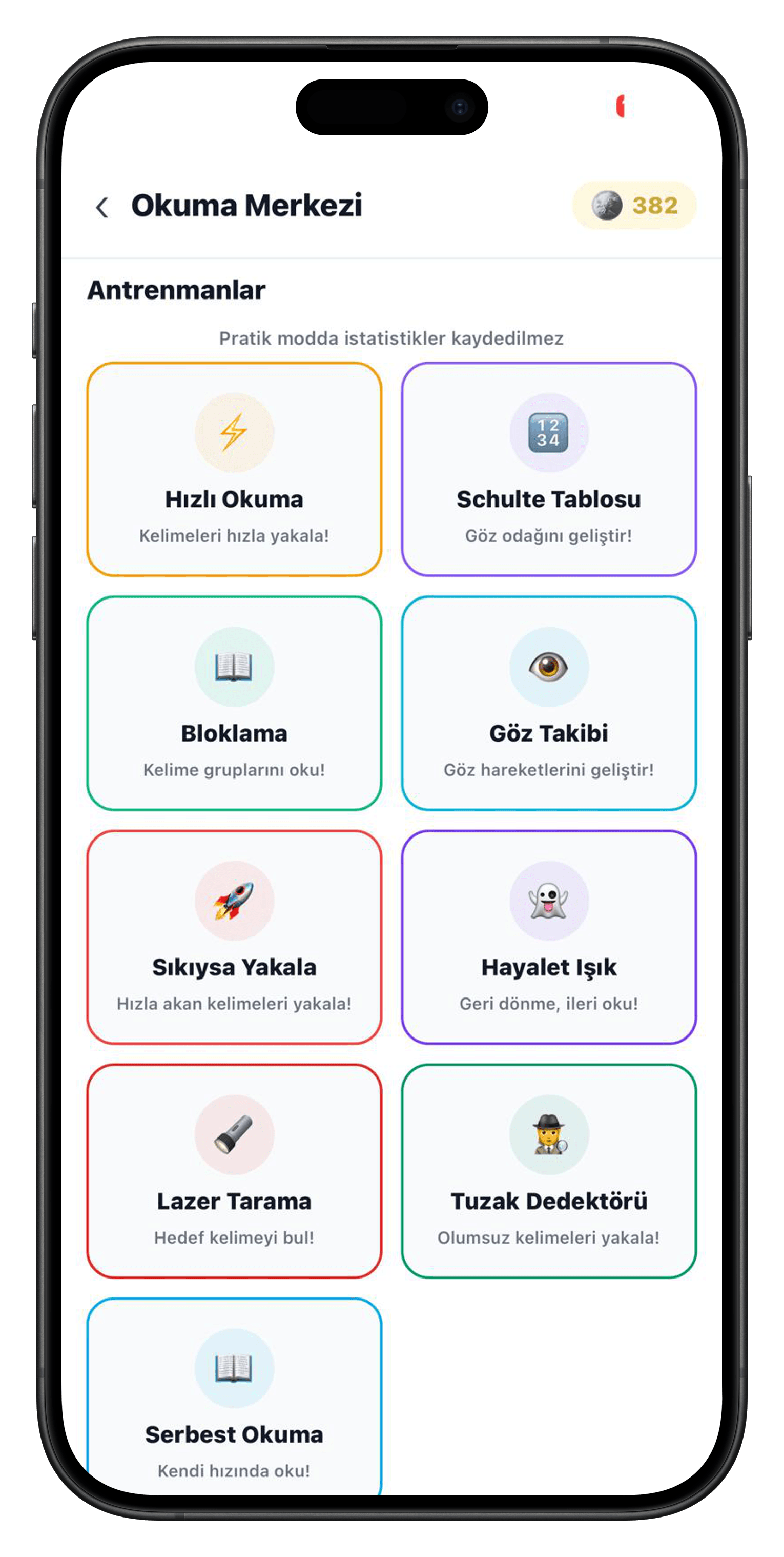 Antrenman modülleri ekranı