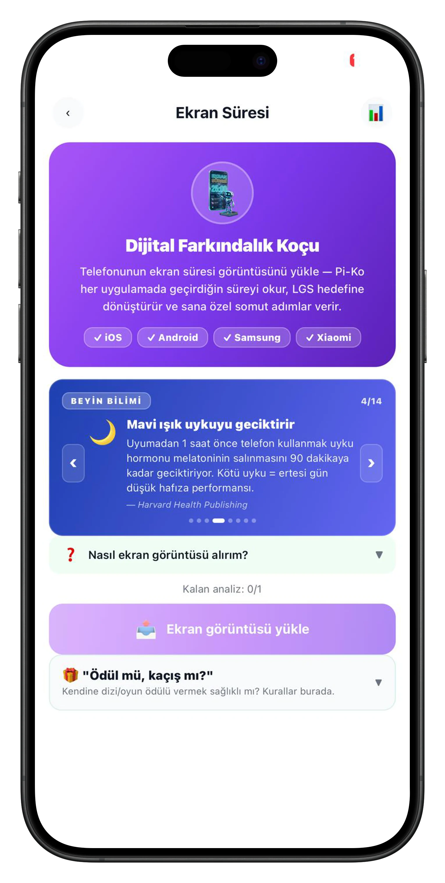 Ekran Süresi ekranı